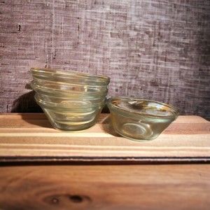 Set Of 4 Anchor Hocking Slight Green Tint Glass Custard Cups Ramekins 6 Oz.